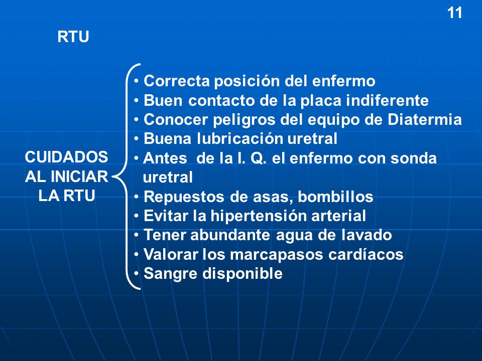 rtu de prostata cuidados postoperatorios